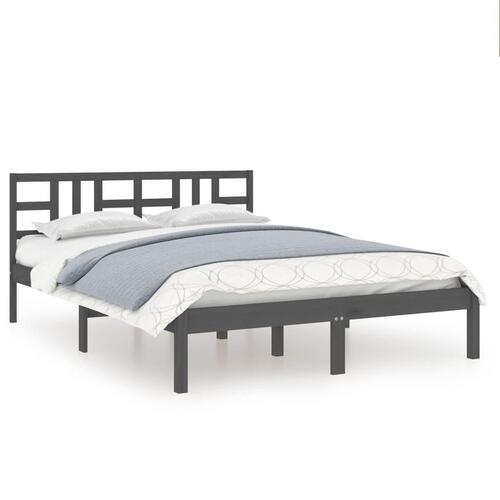 Sengeramme 135x190 cm Double massivt fyrretræ grå
