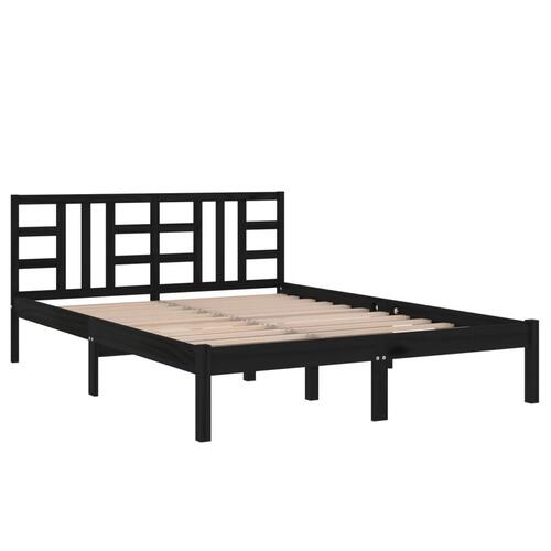 Sengeramme 140x190 cm massivt træ sort