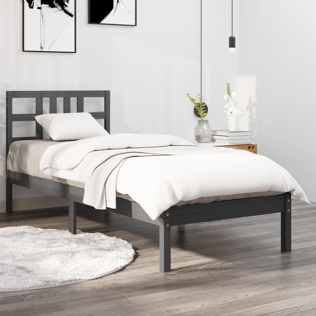 Sengeramme 100x200 cm massivt træ grå