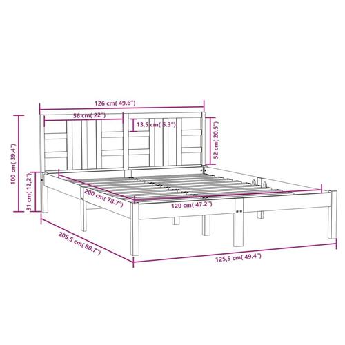 Sengeramme 120x200 cm massivt træ hvid