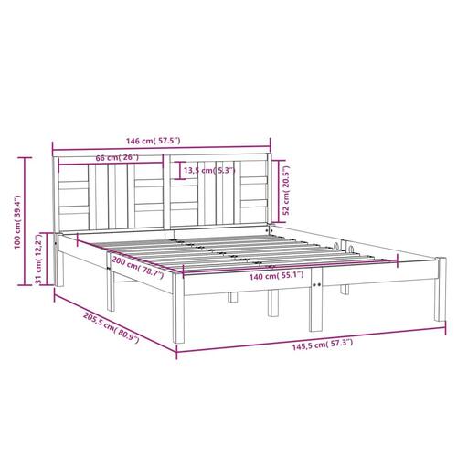 Sengeramme 140x200 cm massivt træ hvid