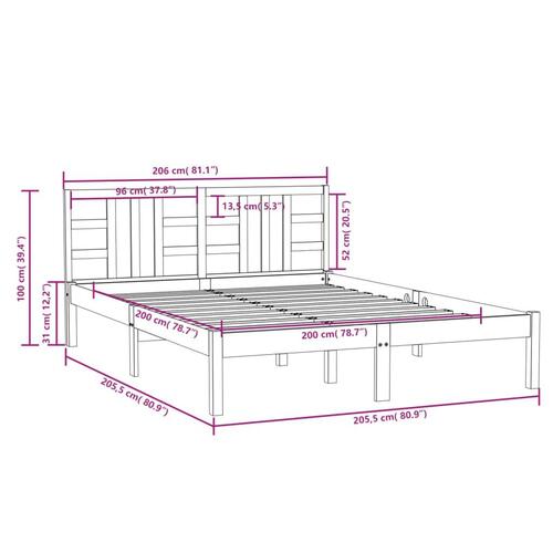 Sengeramme 200x200 cm massivt træ gyldenbrun