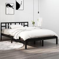 Sengeramme 200x200 cm massivt træ sort