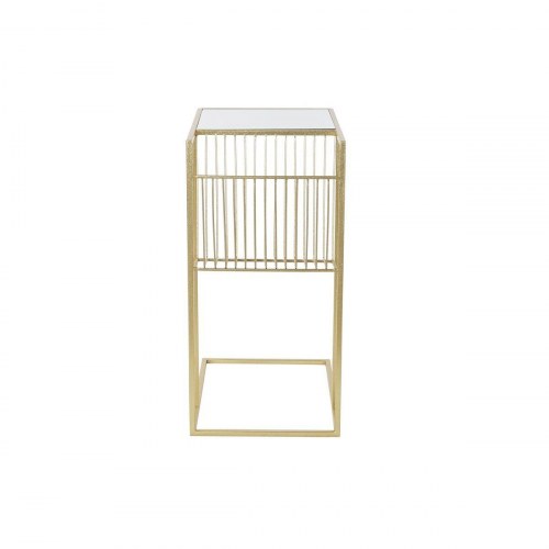Tidsskriftholder i gyldent metal med spejl - 48 × 35 × 71 cm