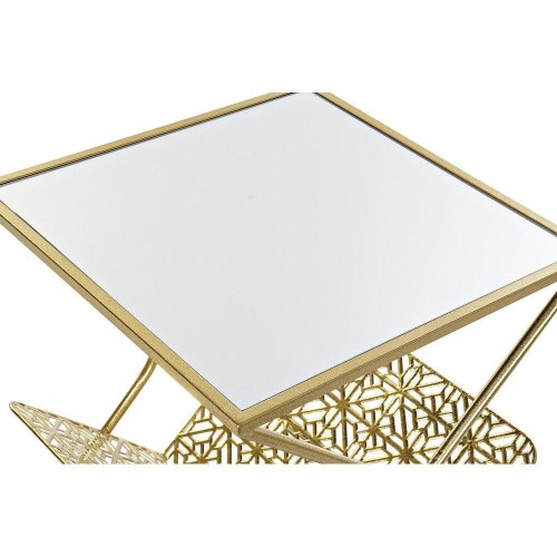 Tidsskriftholder i gylden metal med spejl - 45 Ã 45 Ã 55 cm