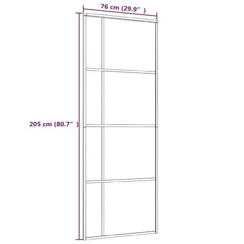 Skydedør 76x205 cm hærdet matteret glas og aluminium sort