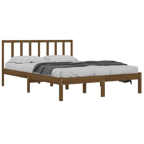 Sengeramme 150x200 cm King Size massivt fyrretræ gyldenbrun