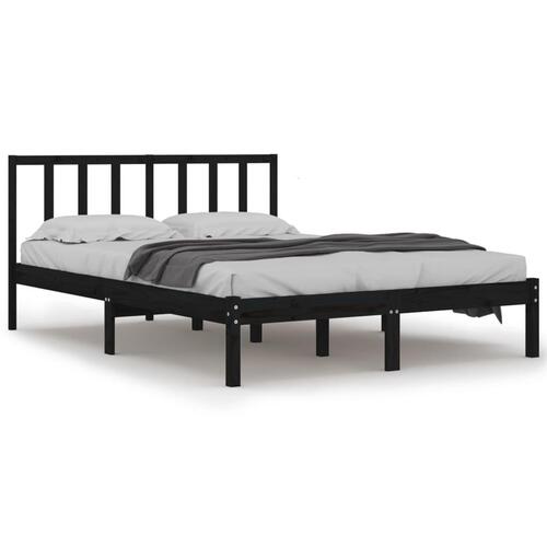 Sengeramme 150x200 cm King Size massivt fyrretræ sort