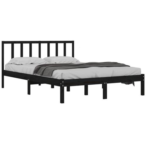 Sengeramme 150x200 cm King Size massivt fyrretræ sort