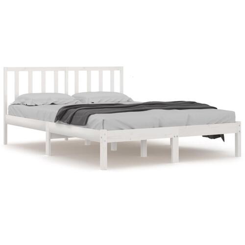 Sengeramme 200x200 cm massivt fyrretræ hvid