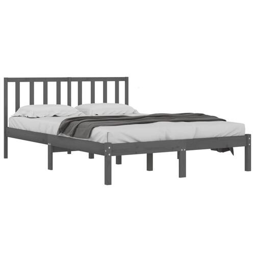 Sengeramme 200x200 cm massivt fyrretræ grå