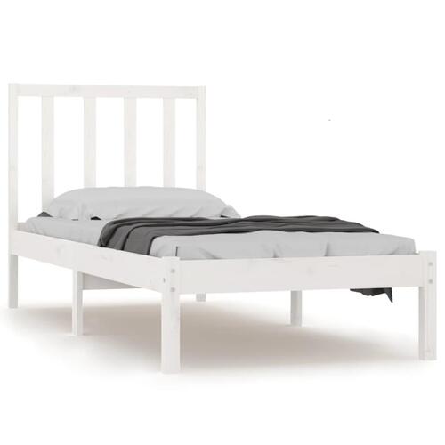 Sengeramme 90x190 cm Single massivt fyrretræ hvid