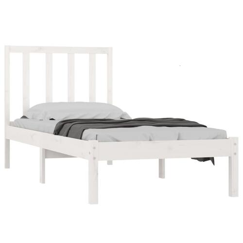 Sengeramme 90x190 cm Single massivt fyrretræ hvid