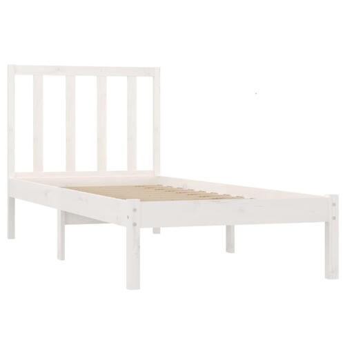 Sengeramme 90x190 cm Single massivt fyrretræ hvid