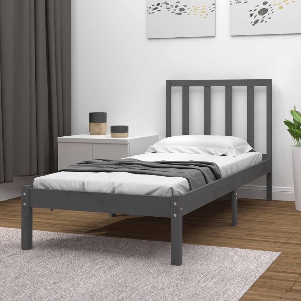 Sengeramme 90x190 cm Single massivt fyrretræ grå