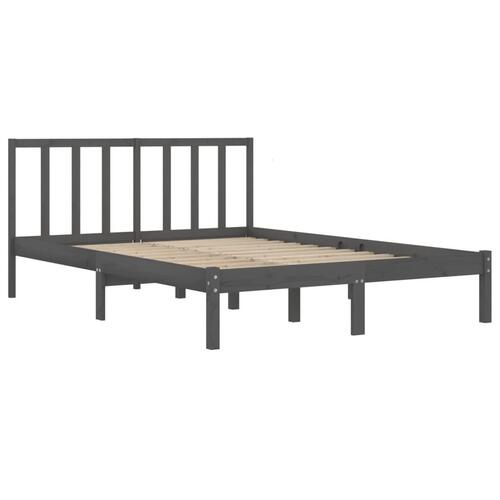 Sengestel 135x190 cm Double massivt fyrretræ grå