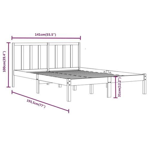 Sengeramme 135x190 cm Double massivt fyrretræ sort