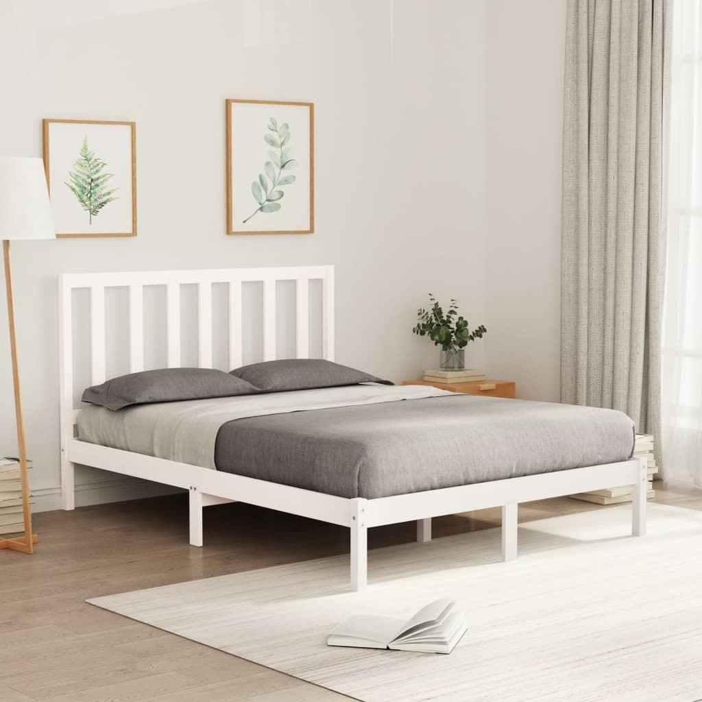 Sengeramme 120x200 cm massivt træ hvid