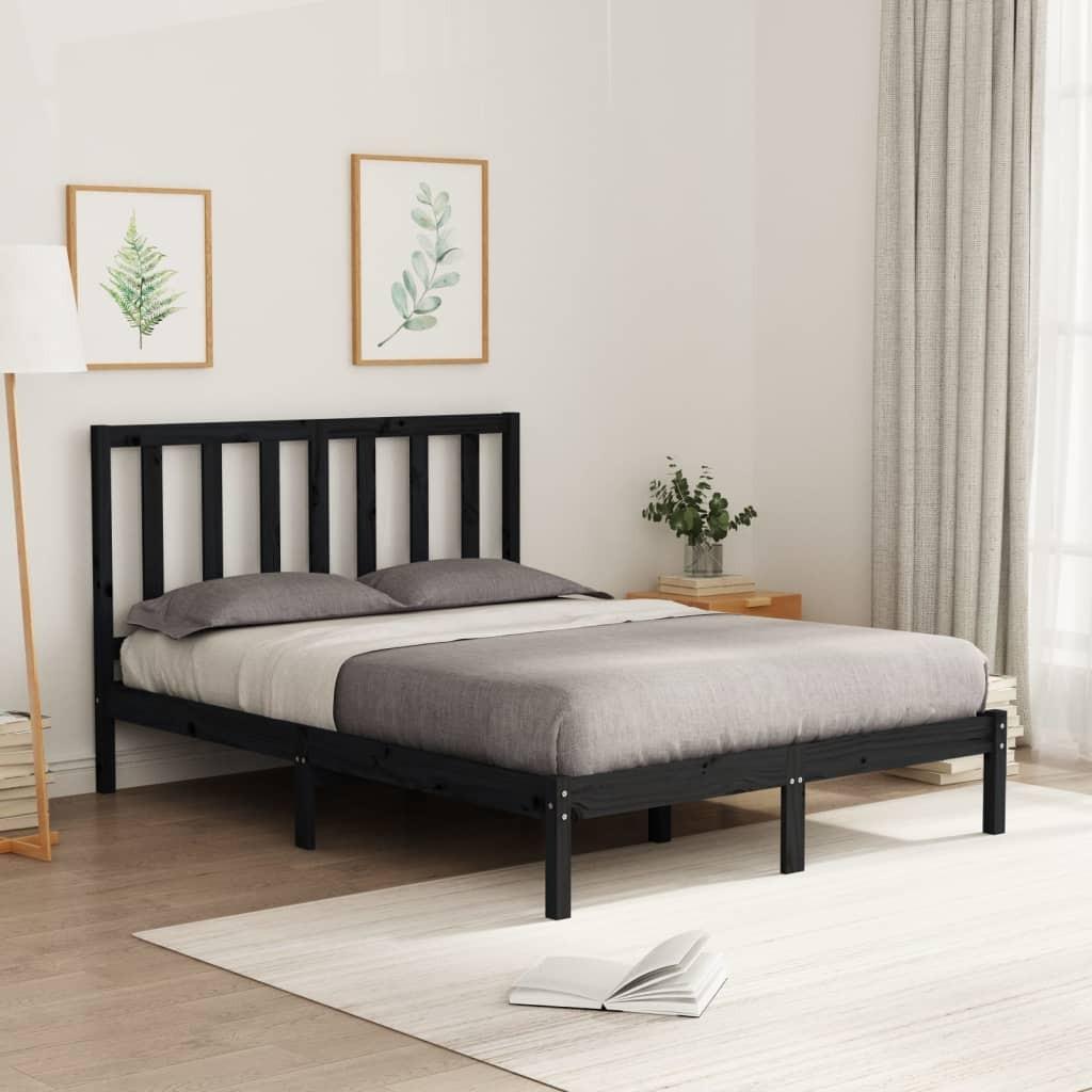 Sengeramme 120x200 cm massivt træ sort