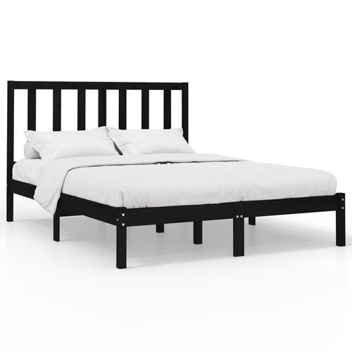 Sengeramme 120x200 cm massivt træ sort