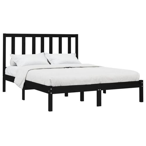 Sengeramme 120x200 cm massivt træ sort