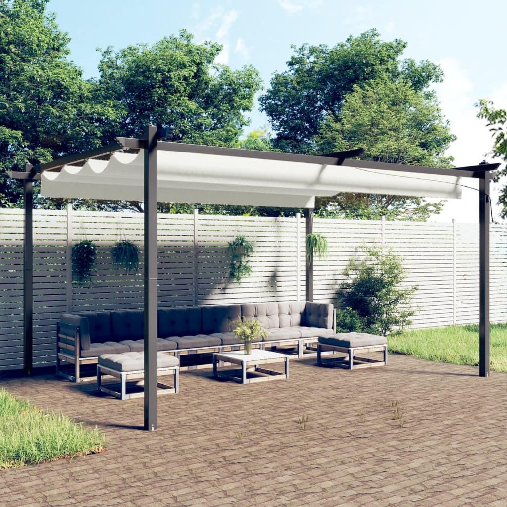 Havepavillon med sammenrulleligt tag 4x3 m cremefarvet