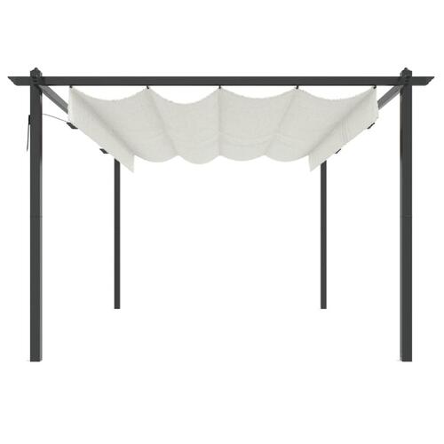 Havepavillon med sammenrulleligt tag 4x3 m cremefarvet