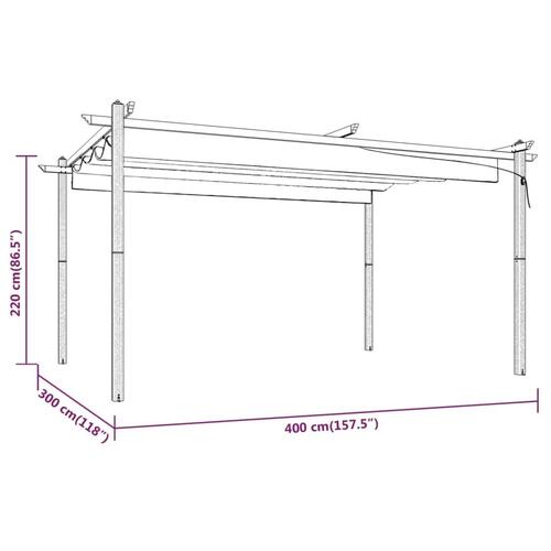 Havepavillon med sammenrulleligt tag 4x3 m cremefarvet