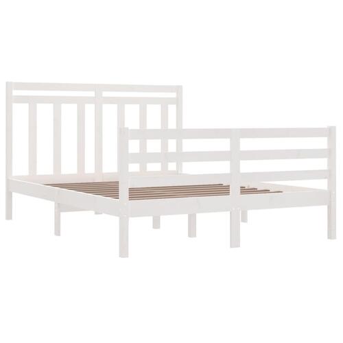 Sengeramme 135x190 cm dobbelt massivt fyrretræ hvid