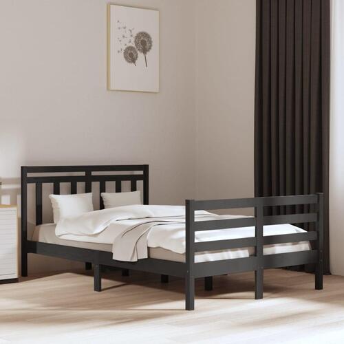 Sengeramme 135x190 cm Double massivt fyrretræ grå