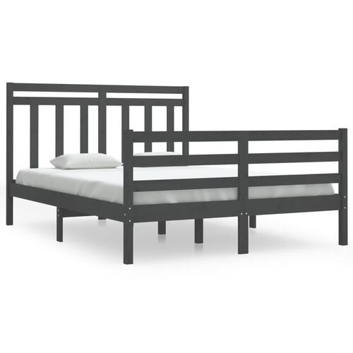 Sengeramme 135x190 cm Double massivt fyrretræ grå