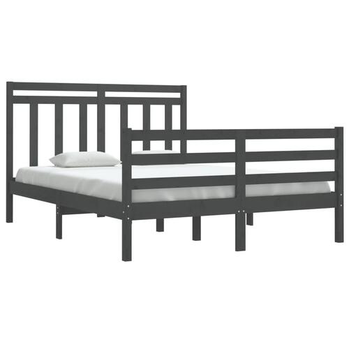 Sengeramme 135x190 cm Double massivt fyrretræ grå