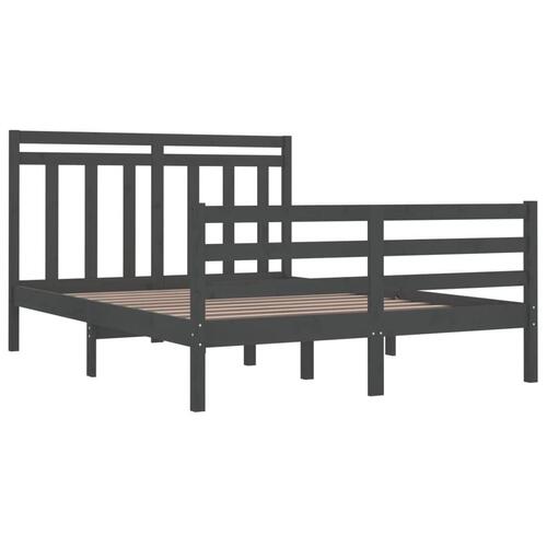Sengeramme 135x190 cm Double massivt fyrretræ grå