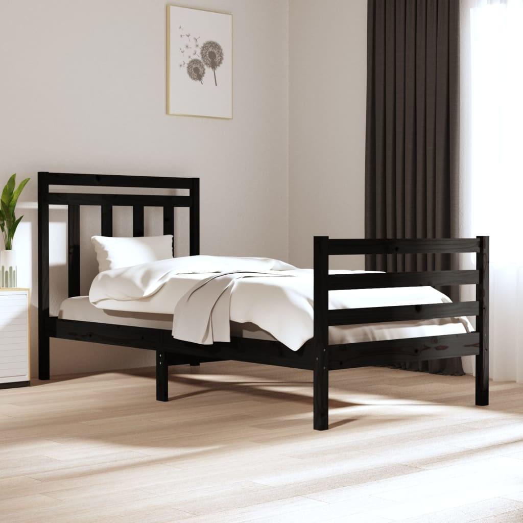 Sengeramme 90x200 cm massivt træ sort