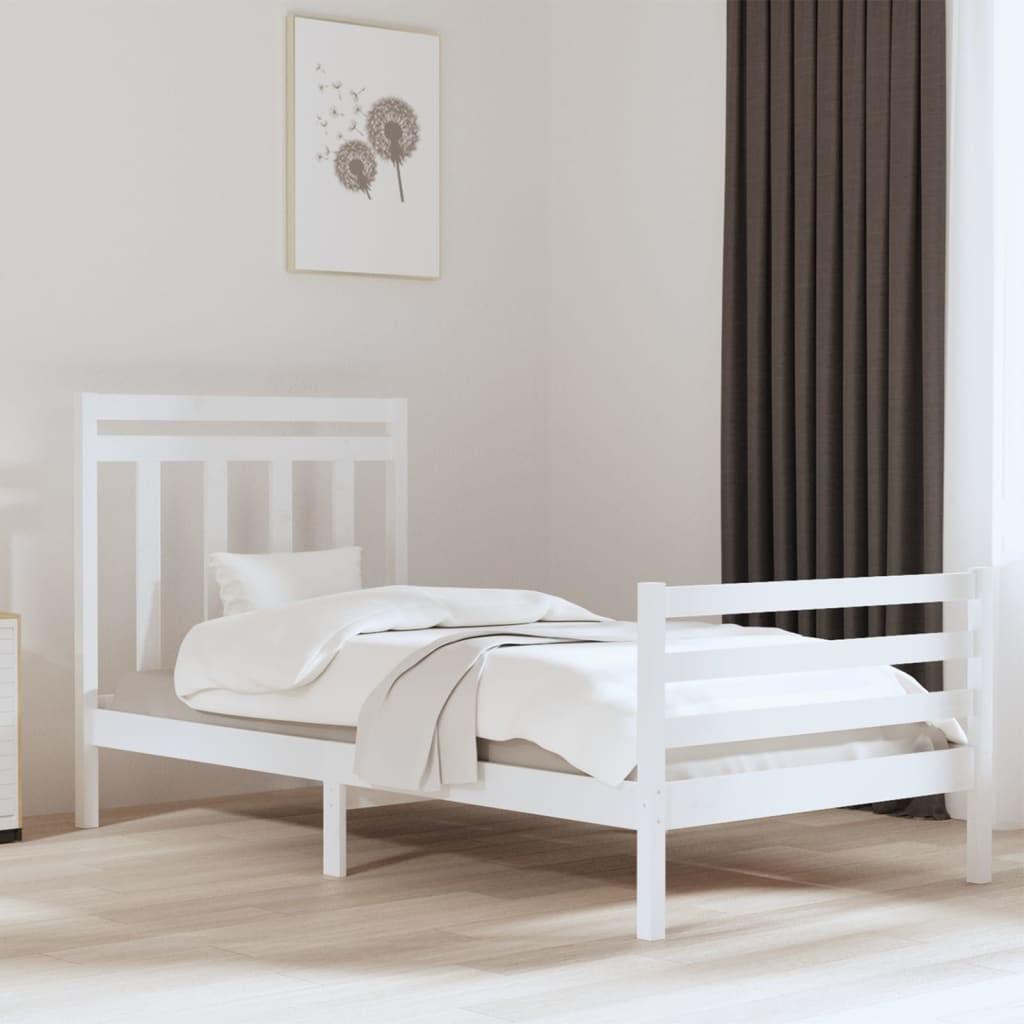Sengeramme 100x200 cm massivt træ hvid