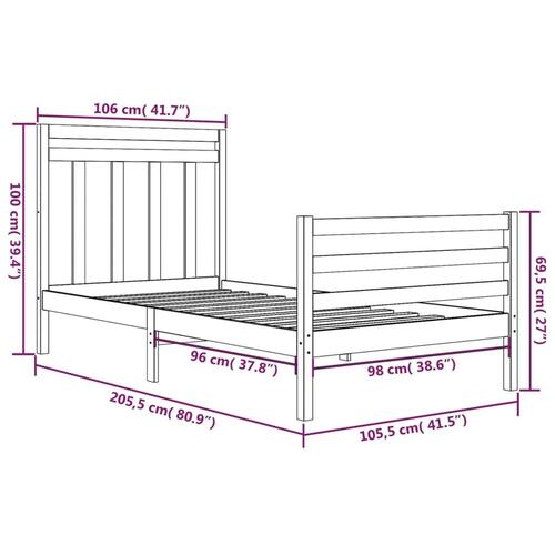 Sengeramme 100x200 cm massivt træ hvid