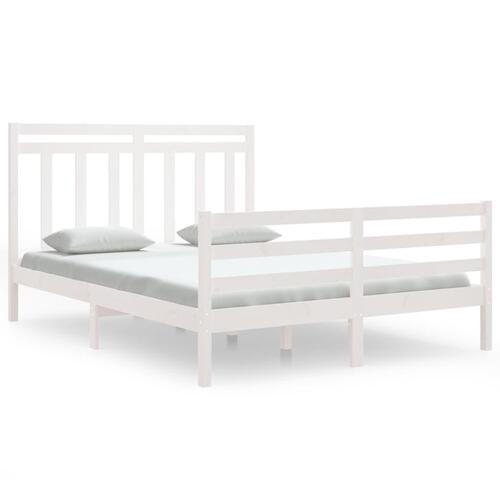Sengeramme 150x200 cm King Size massivt fyrretræ hvid