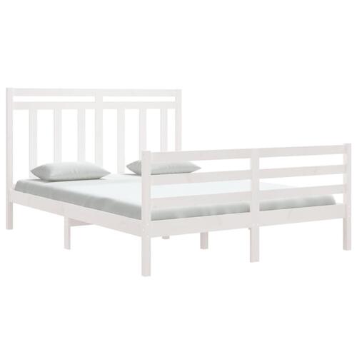 Sengeramme 150x200 cm King Size massivt fyrretræ hvid