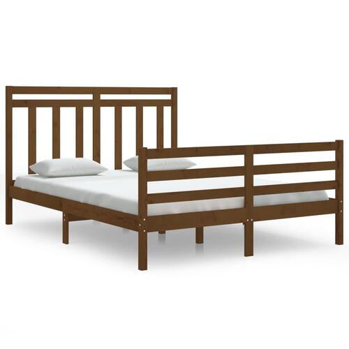 Sengeramme 150x200 cm King Size massivt træ gyldenbrun