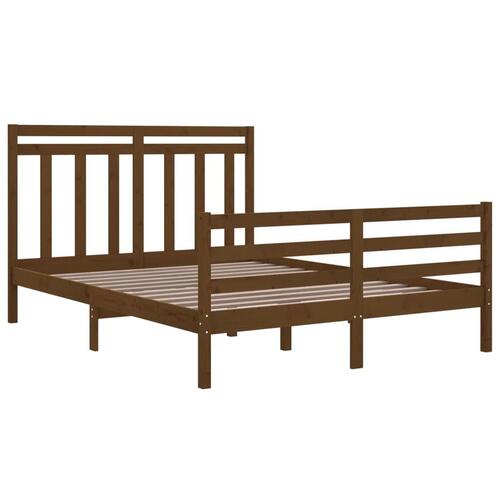 Sengeramme 150x200 cm King Size massivt træ gyldenbrun