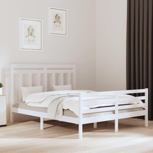 Sengeramme 160x200 cm massivt træ hvid