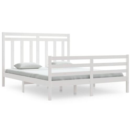 Sengeramme 160x200 cm massivt træ hvid