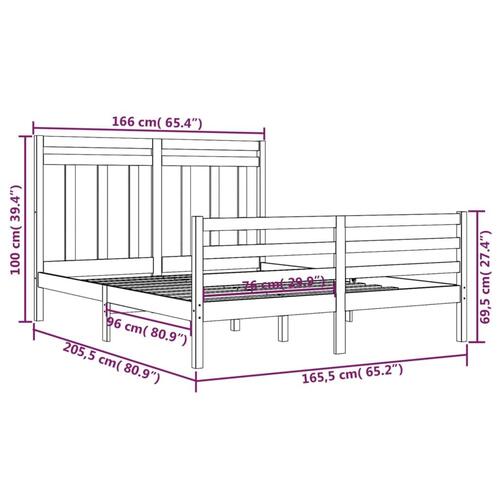 Sengeramme 160x200 cm massivt træ hvid