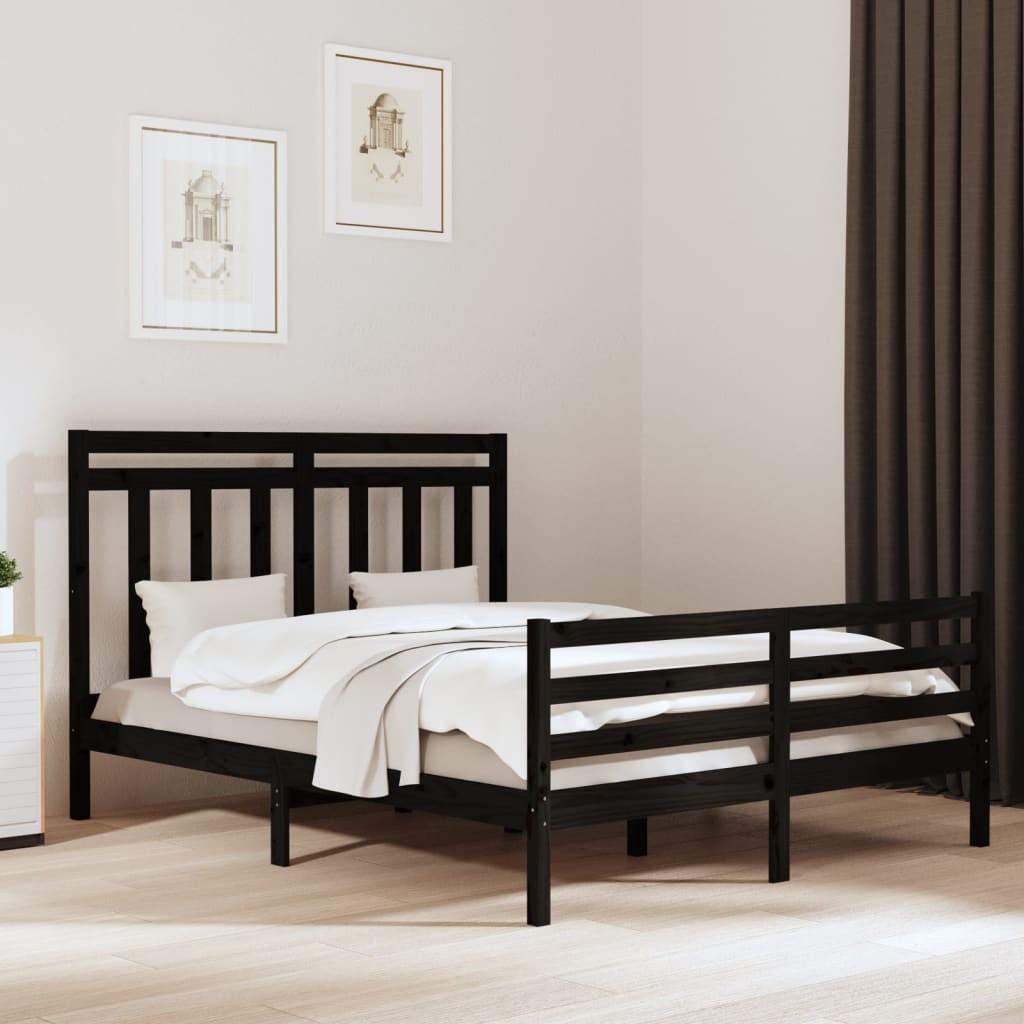Sengeramme 160x200 cm massivt træ sort