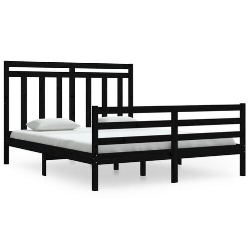 Sengeramme 160x200 cm massivt træ sort