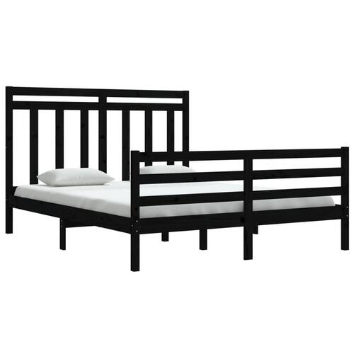 Sengeramme 160x200 cm massivt træ sort