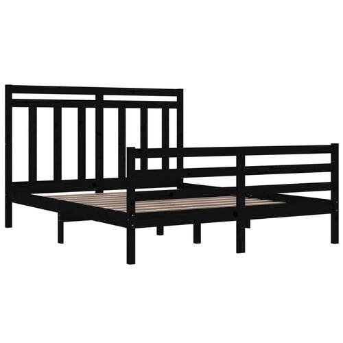 Sengeramme 160x200 cm massivt træ sort
