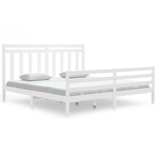 Sengestel 180x200 cm Super King massivt fyrretræ hvid