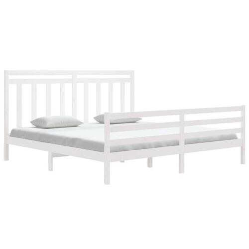 Sengestel 180x200 cm Super King massivt fyrretræ hvid