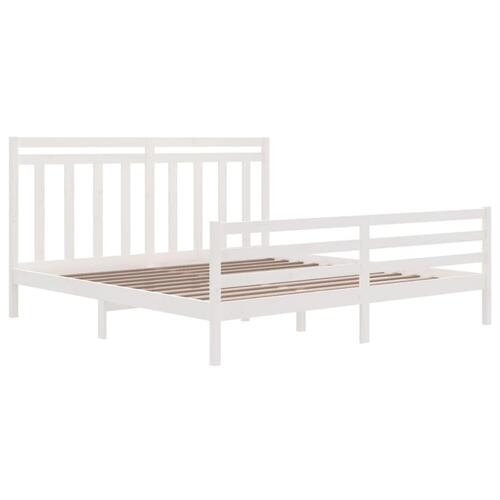 Sengestel 180x200 cm Super King massivt fyrretræ hvid